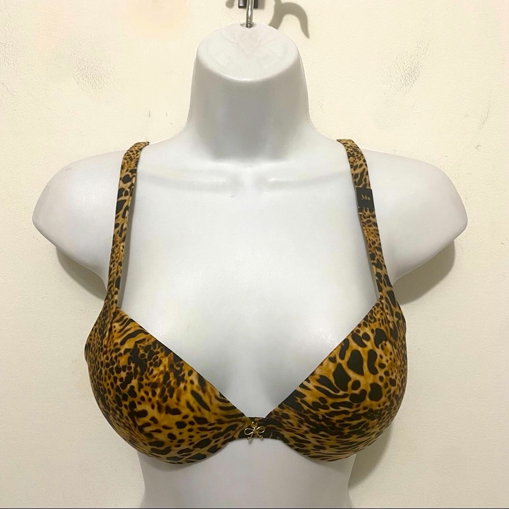NWT Victoria Secret Leopard Padded Plunge Bra Size 34B
